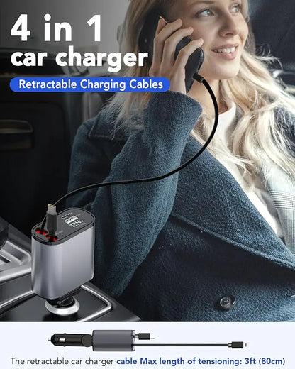 Retractable Car Charger 4 in 1 - Turbo Sales