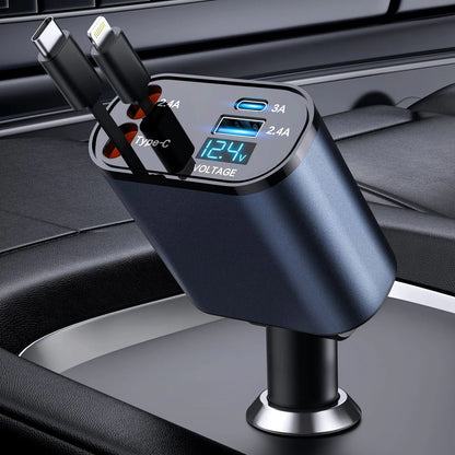 Retractable Car Charger 4 in 1 - Turbo Sales