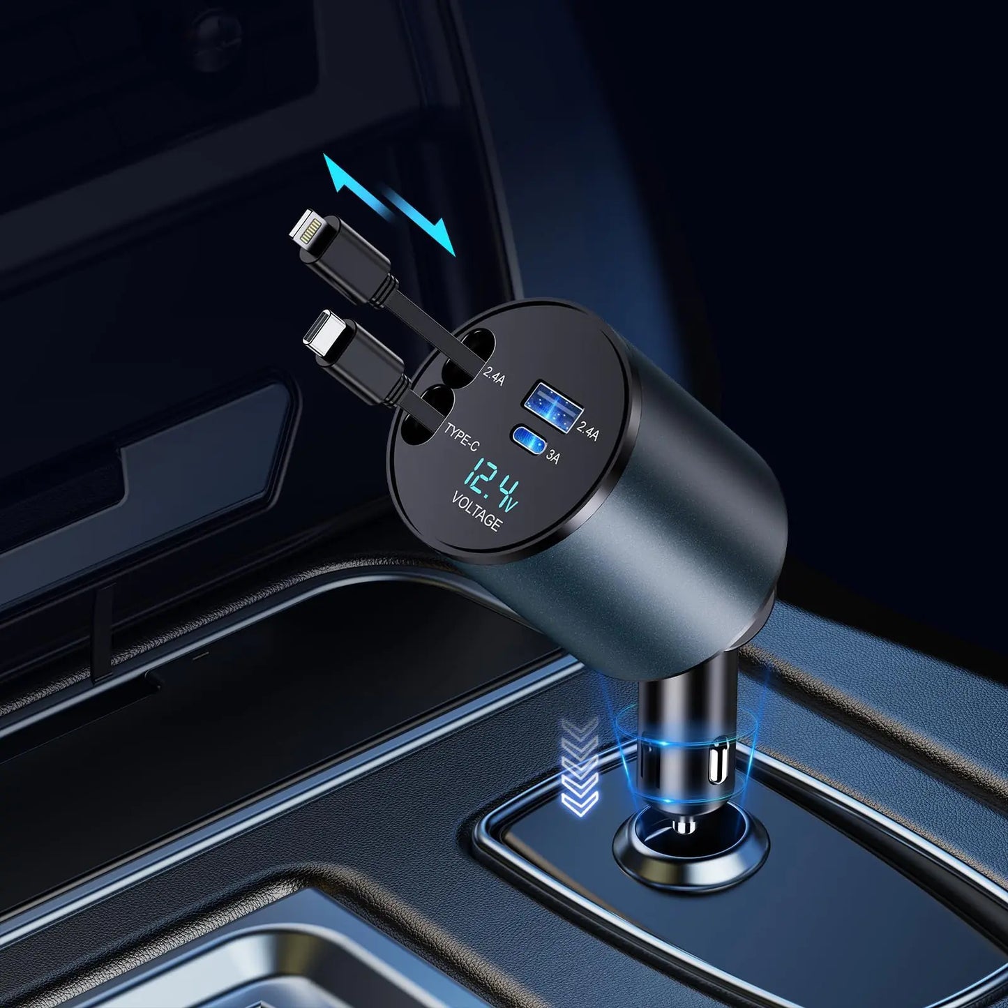 Retractable Car Charger 4 in 1 - Turbo Sales